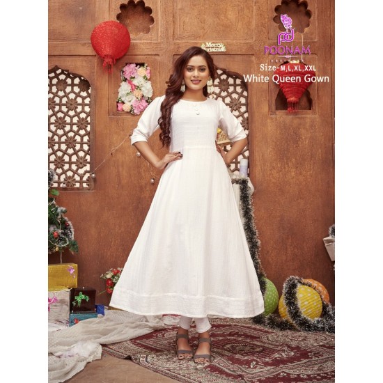 POONAM DESIGNER White Queen Gown 