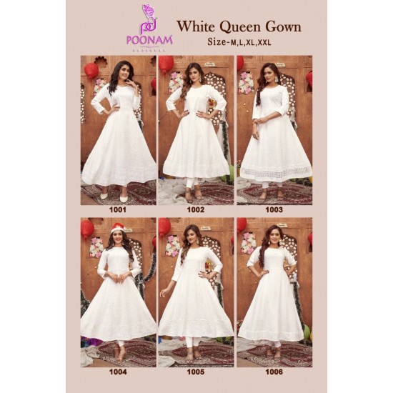 POONAM DESIGNER White Queen Gown 