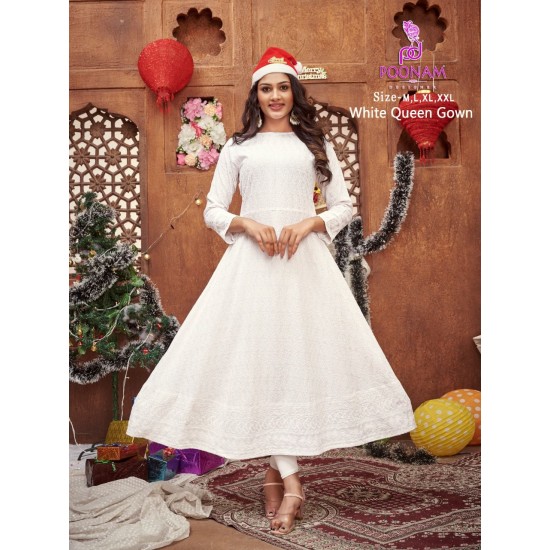 POONAM DESIGNER White Queen Gown 