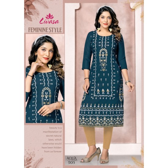 HIRWA KURTI AQUA VOL 5