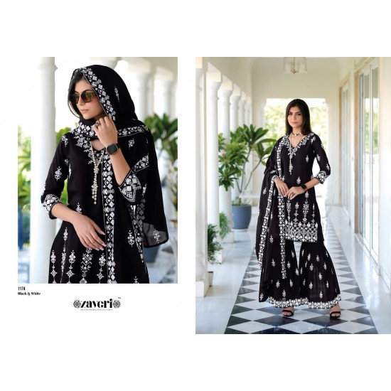 Zaveri  kurti BLACK WHITE 