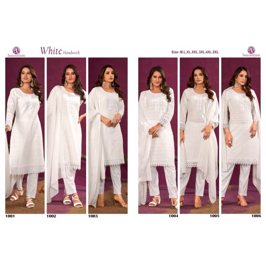 Isavasyam kurti White Handwok