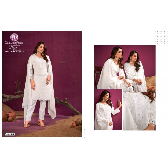 Isavasyam kurti White Handwok