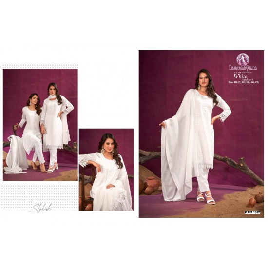 Isavasyam kurti White Handwok