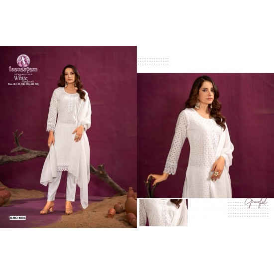 Isavasyam kurti White Handwok