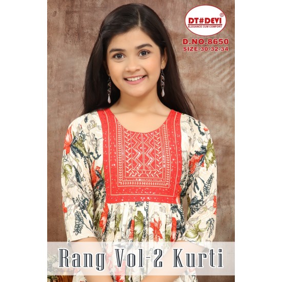 DT DEVI KURTI RANG VOL 2 KURTI  D.NO 8650