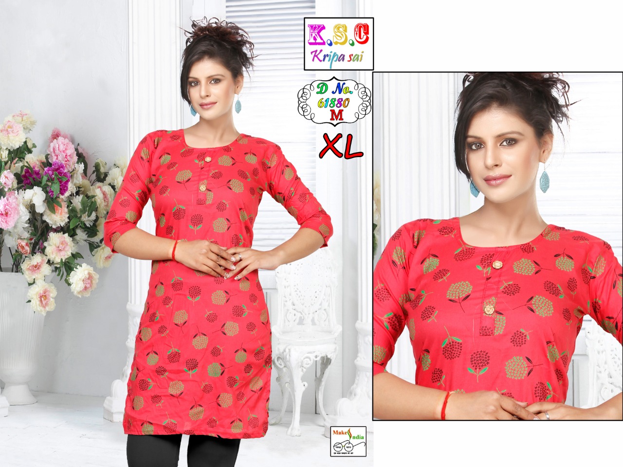 Rayon printed straight kurti