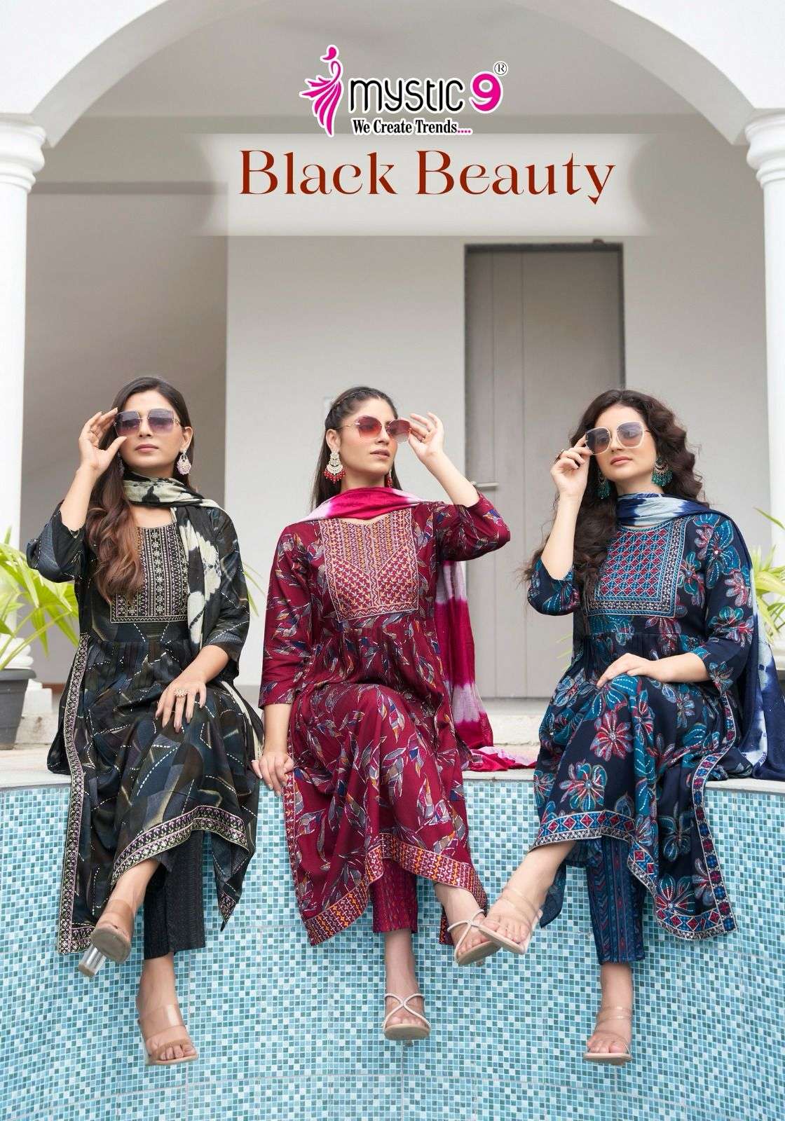 MYSTIC 9 KURTI BLACK BEAUTY VOL 4 PRINTED KURTI WHOLESALER 